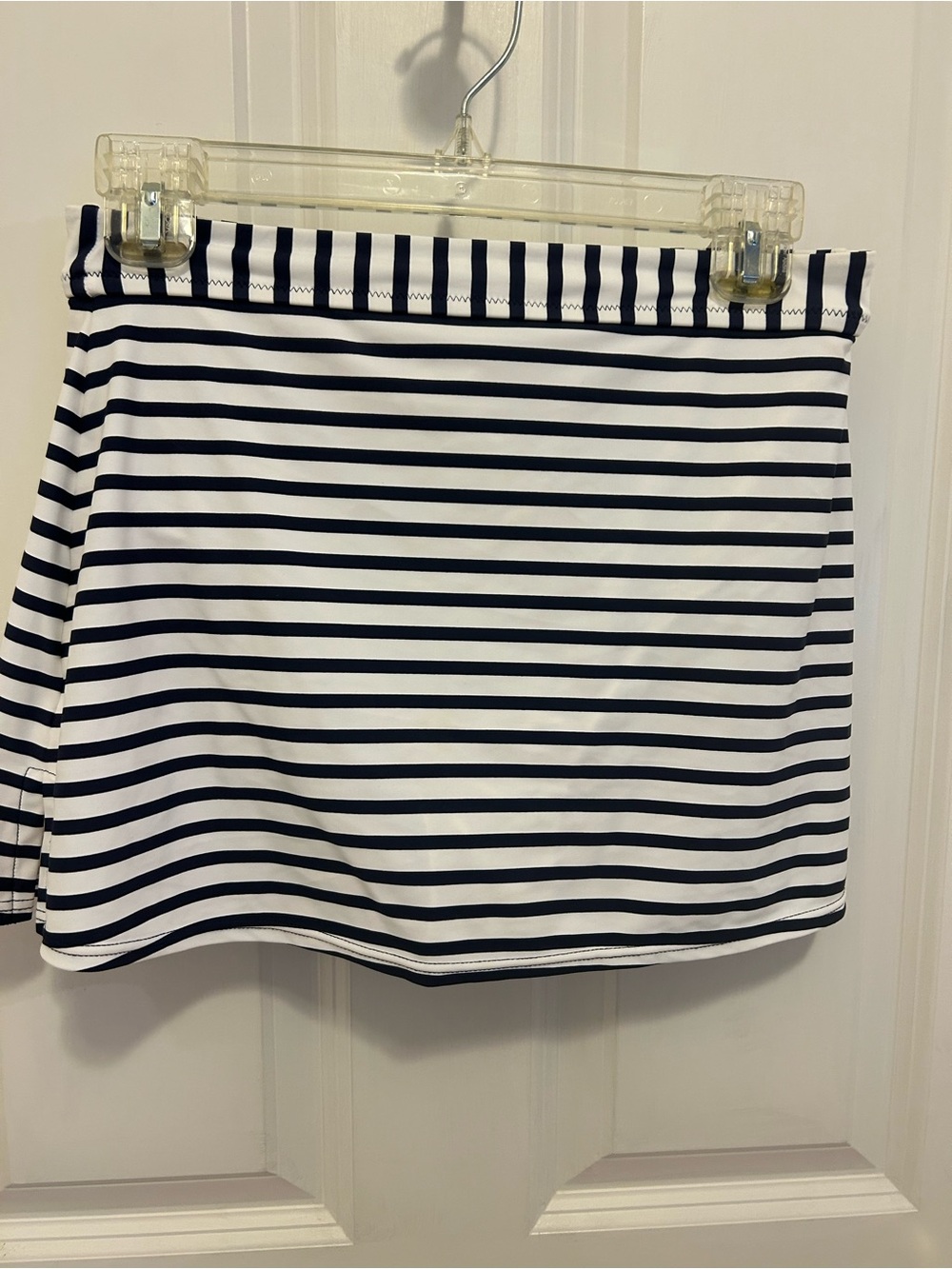 J. Crew White and Navy Striped Swim Mini